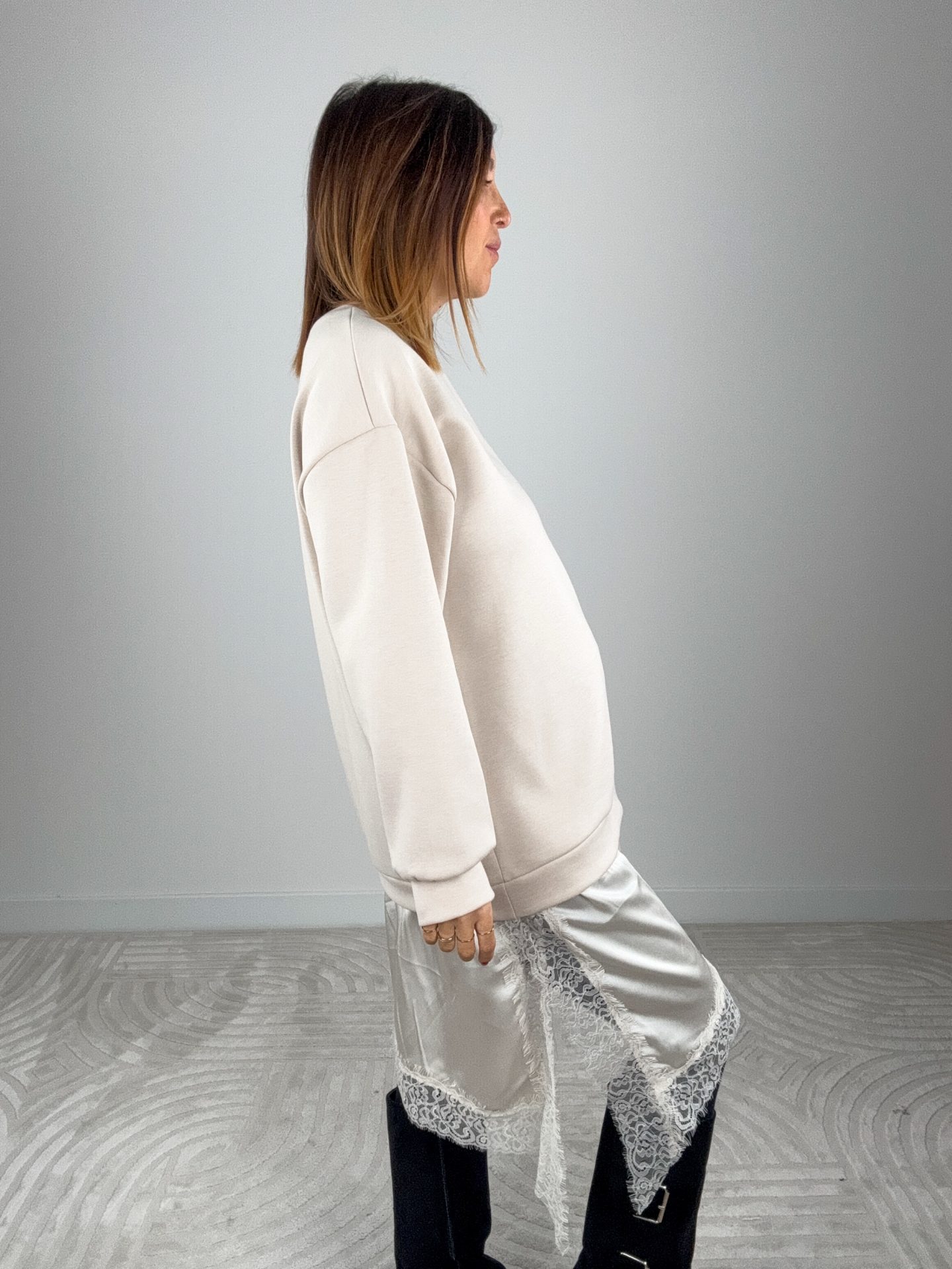 Abito Felpa Lingerie Avorio - immagine 3