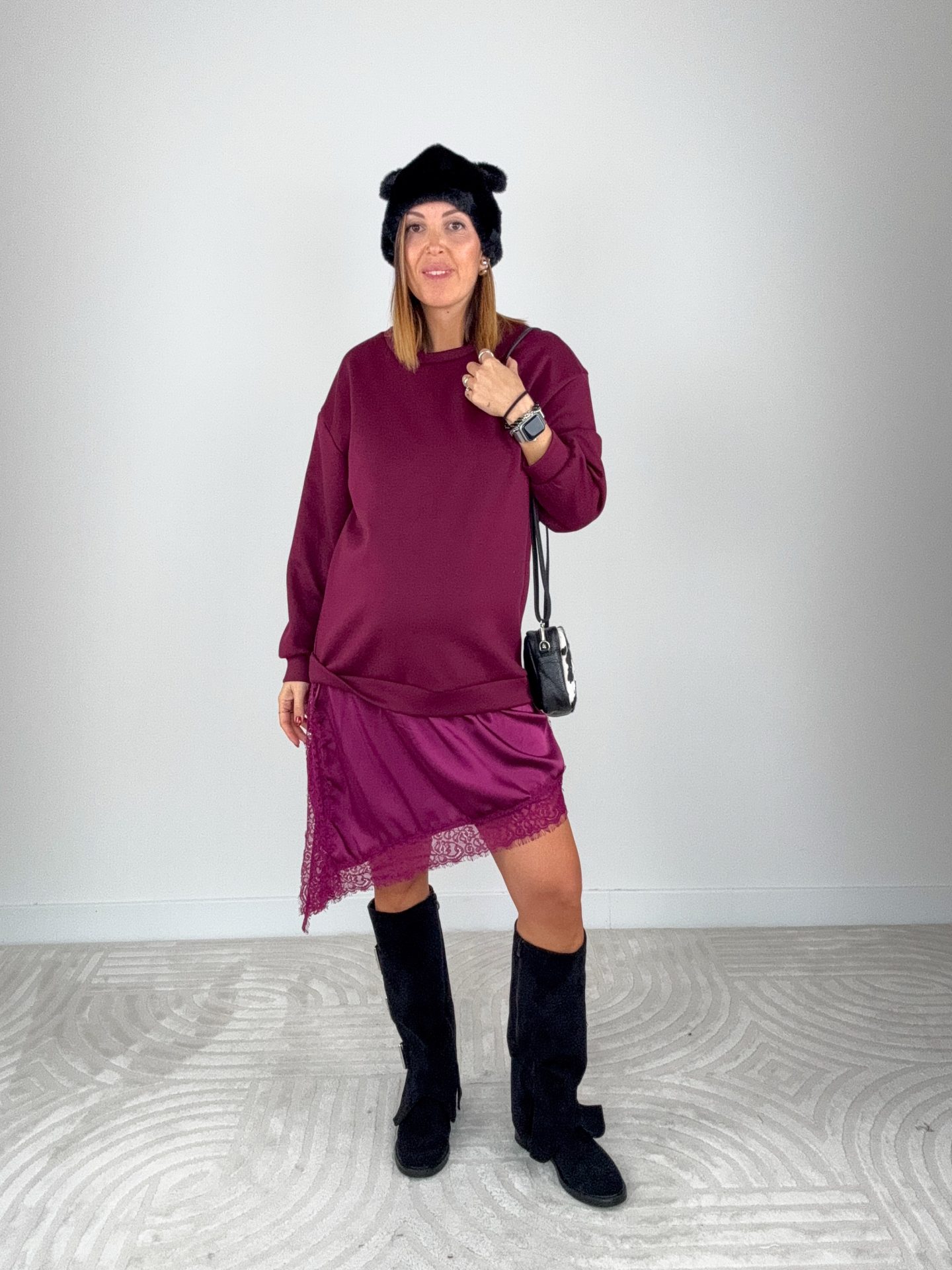 Abito Felpa Lingerie Prugna