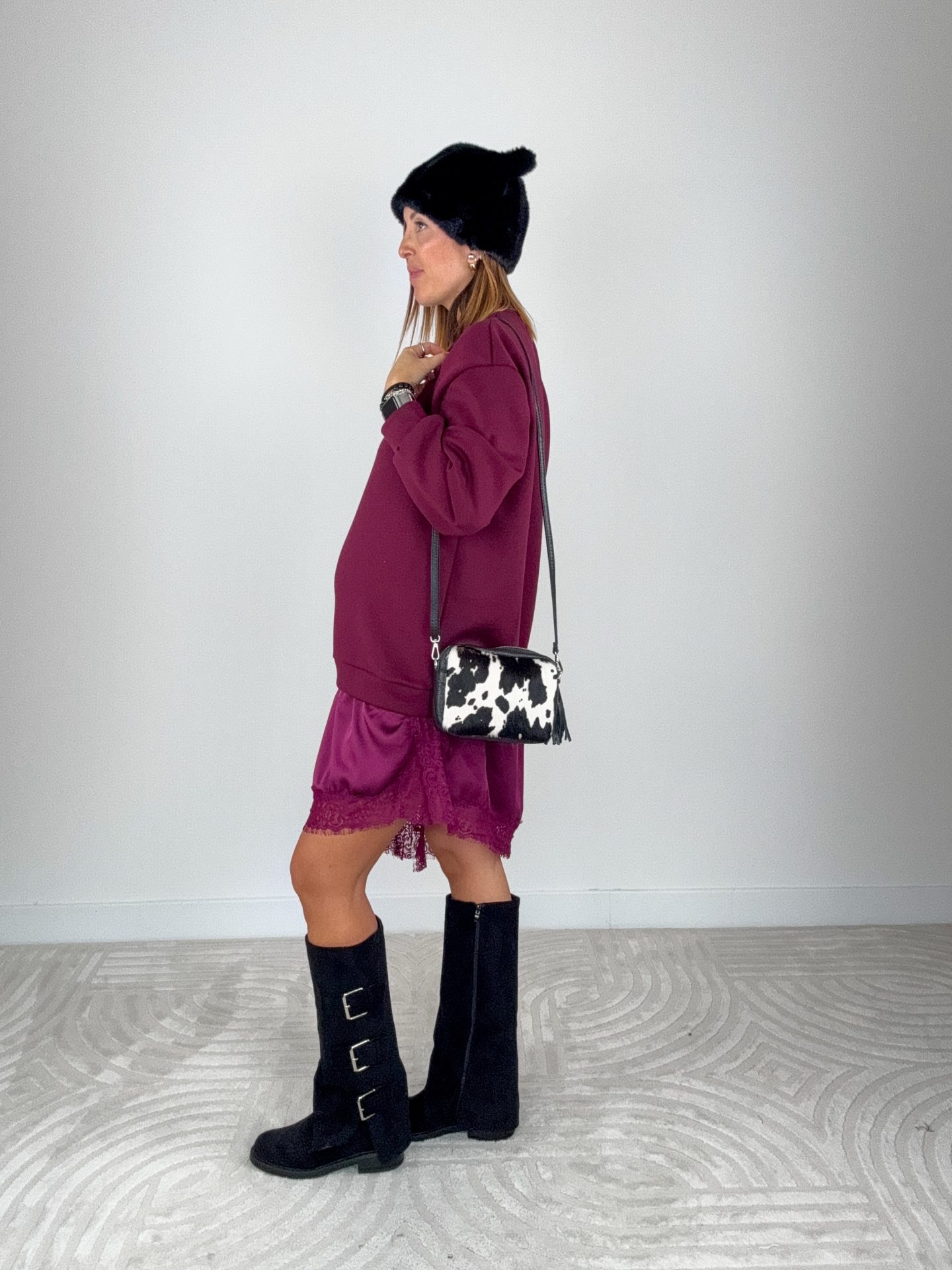 Abito Felpa Lingerie Prugna - immagine 2