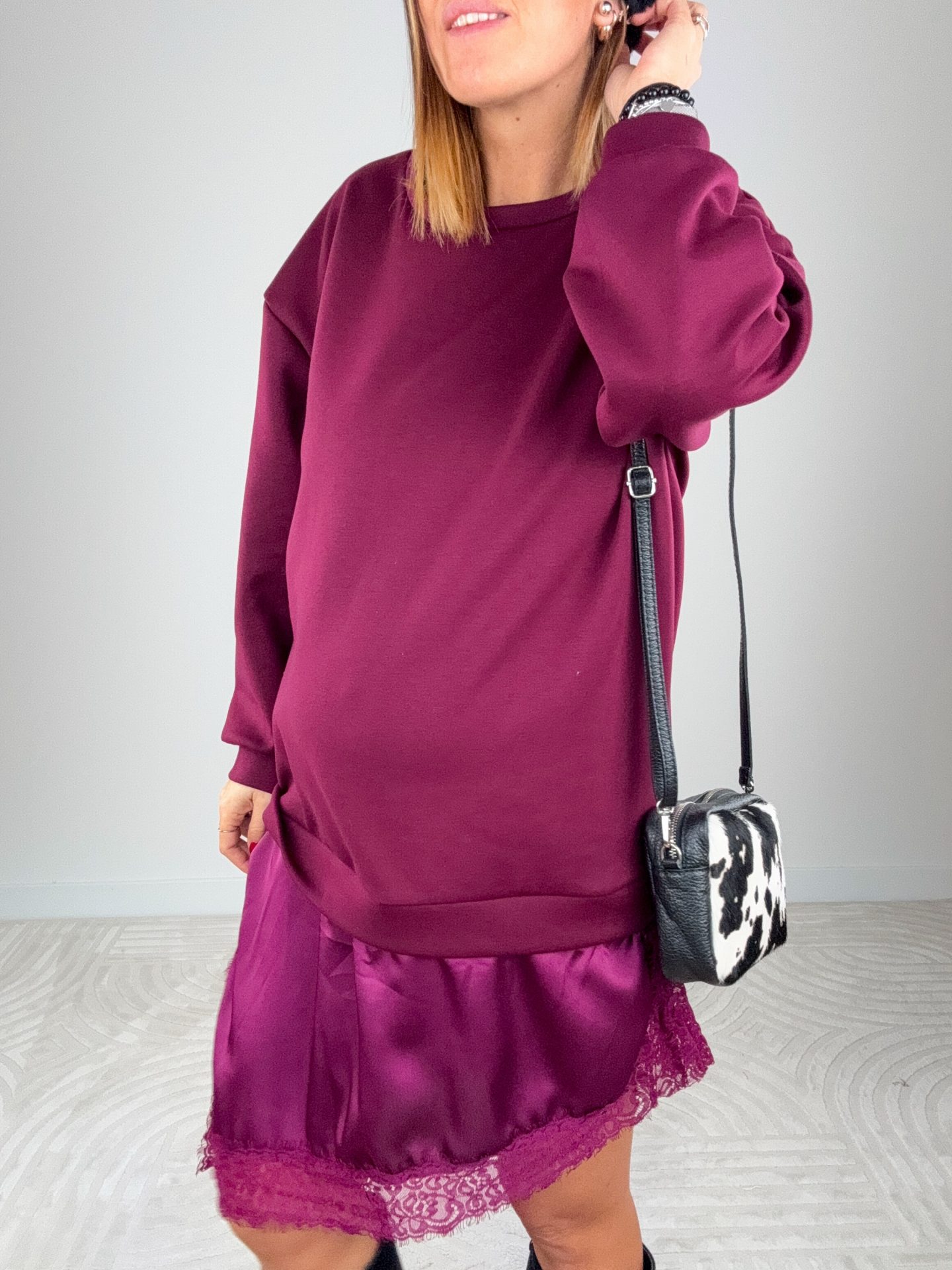 Abito Felpa Lingerie Prugna - immagine 5