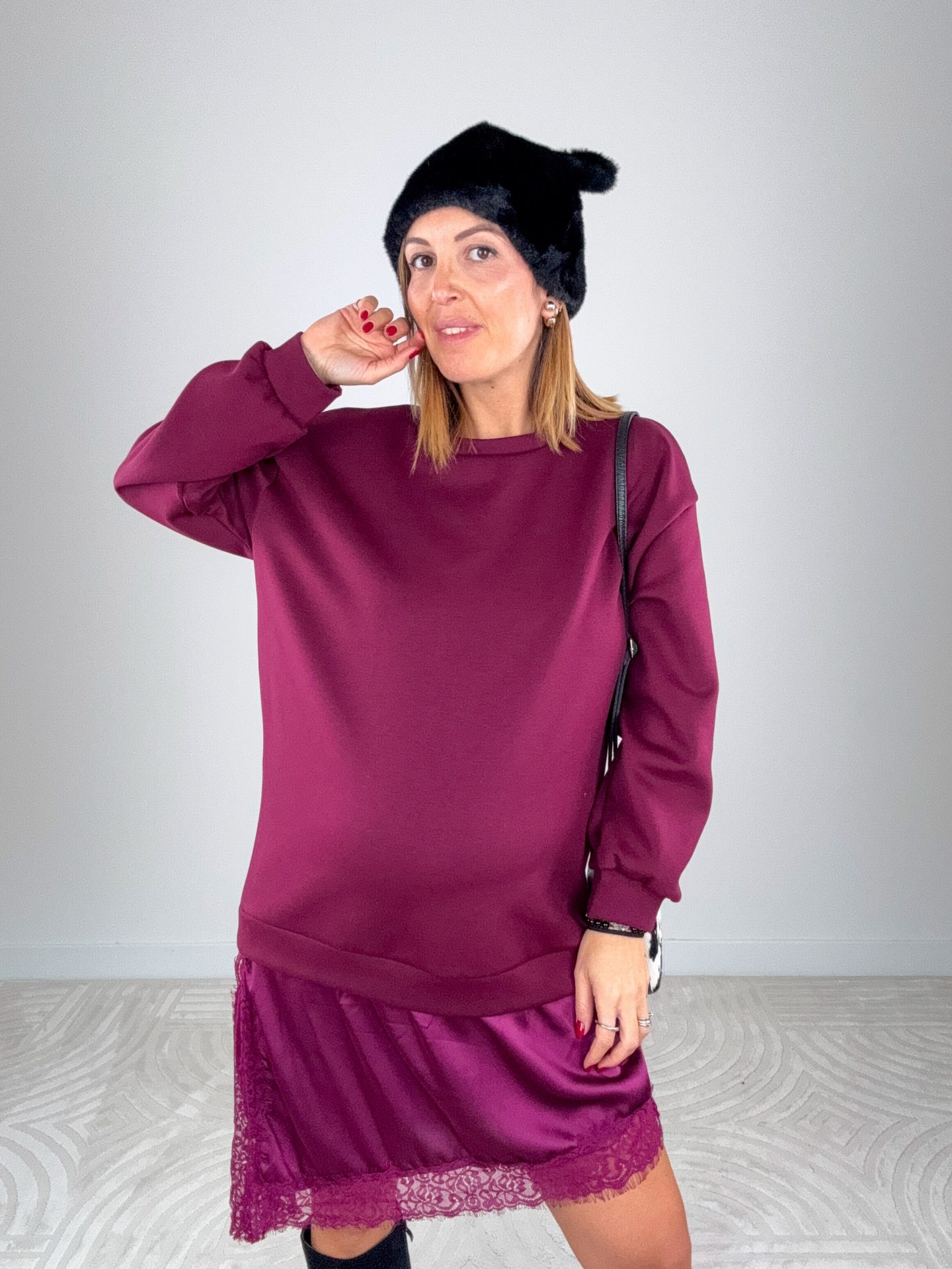 Abito Felpa Lingerie Prugna - immagine 8