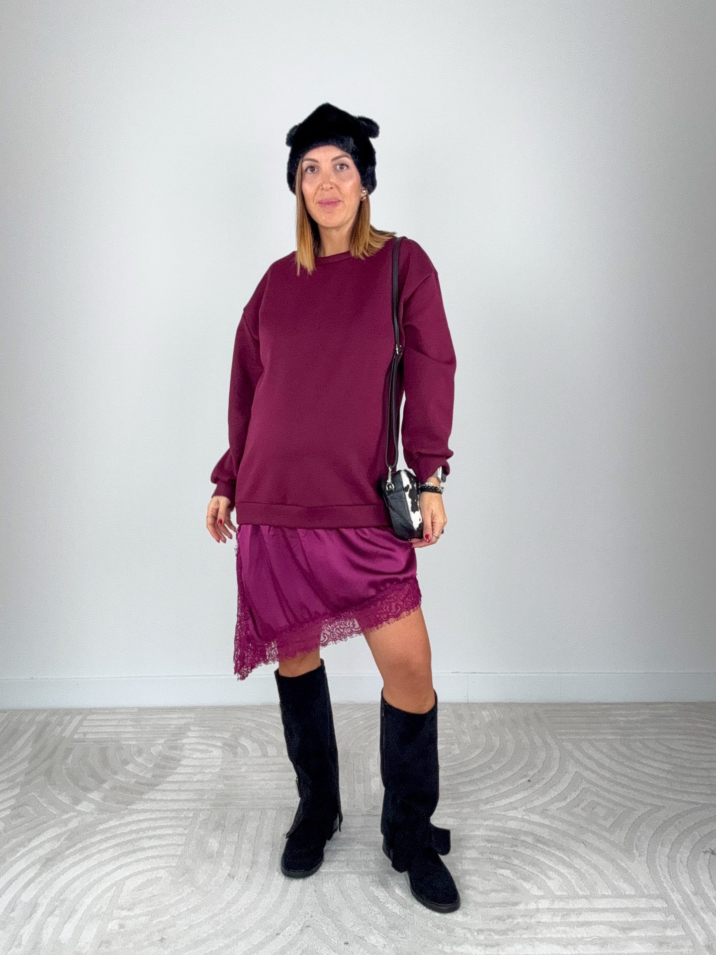 Abito Felpa Lingerie Prugna - immagine 9