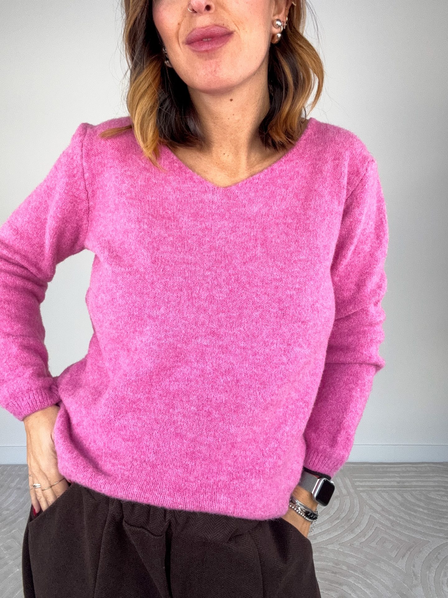 Pull Sorbetto Misto Lana Rosa - immagine 2