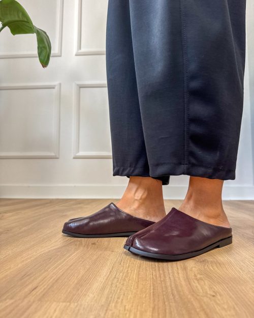 Mule Split-Toe Borgogna